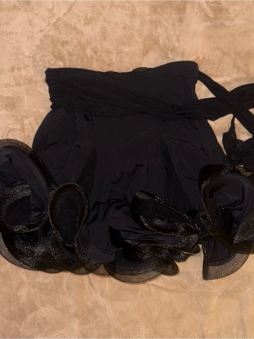 Black Ruffled Ballroom Dancing Skirt with shorts